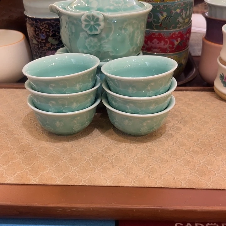 瓷片青瓷套装8件套装微瑕