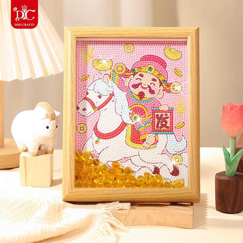 DC/蒂彩【马上发财】粉嘟嘟财神精致可爱摆台件送礼女钻石画手工diy