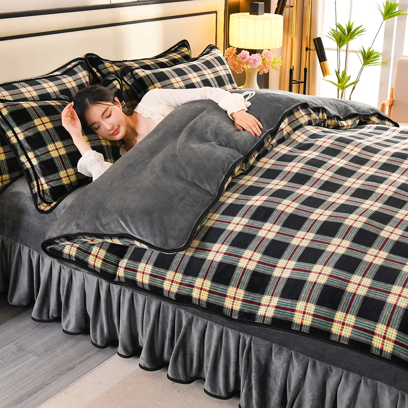 高克重8斤牛奶绒四件套加绒加厚保暖亲肤舒适柔软双人床品套件