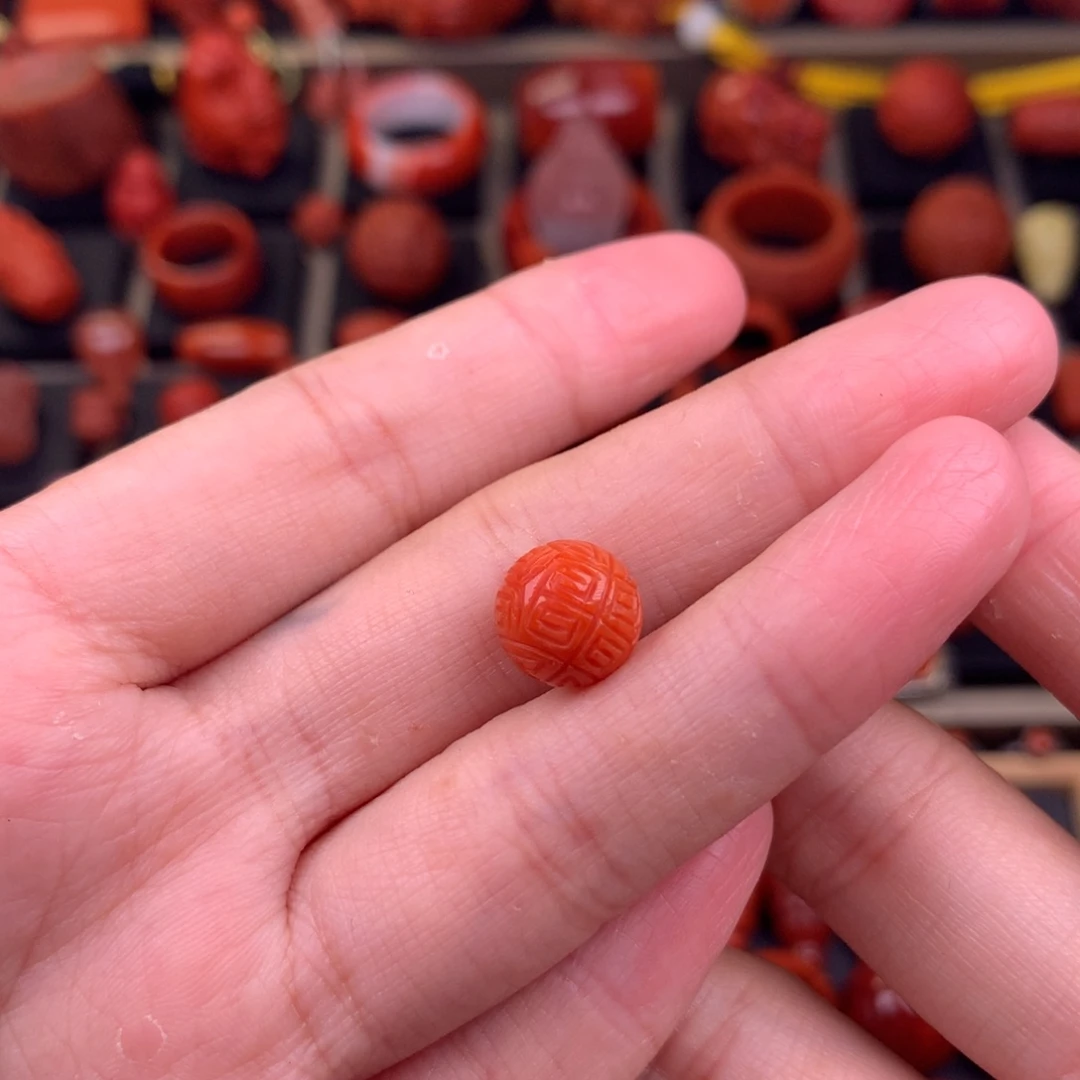 南红玛瑙未镶嵌回纹圆珠9+