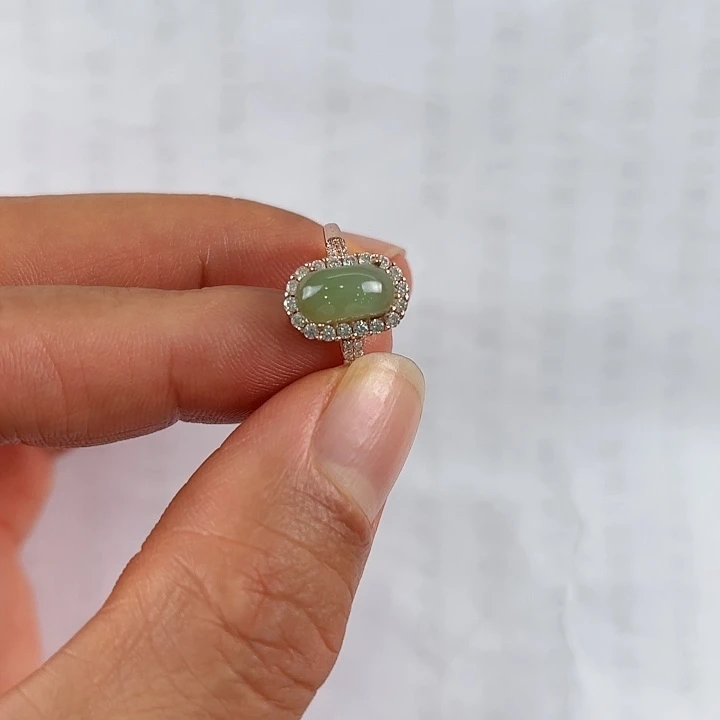 银S925镶嵌戒指和田玉