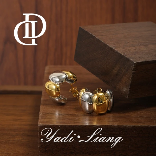 925银耳饰 梁雅帝新品【金银小黄蜂】设计款气质时尚纯银耳饰