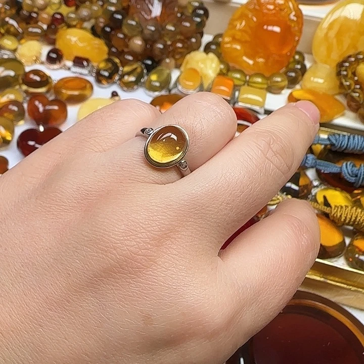 未镶嵌琥珀戒指天然缅甸琥珀戒指