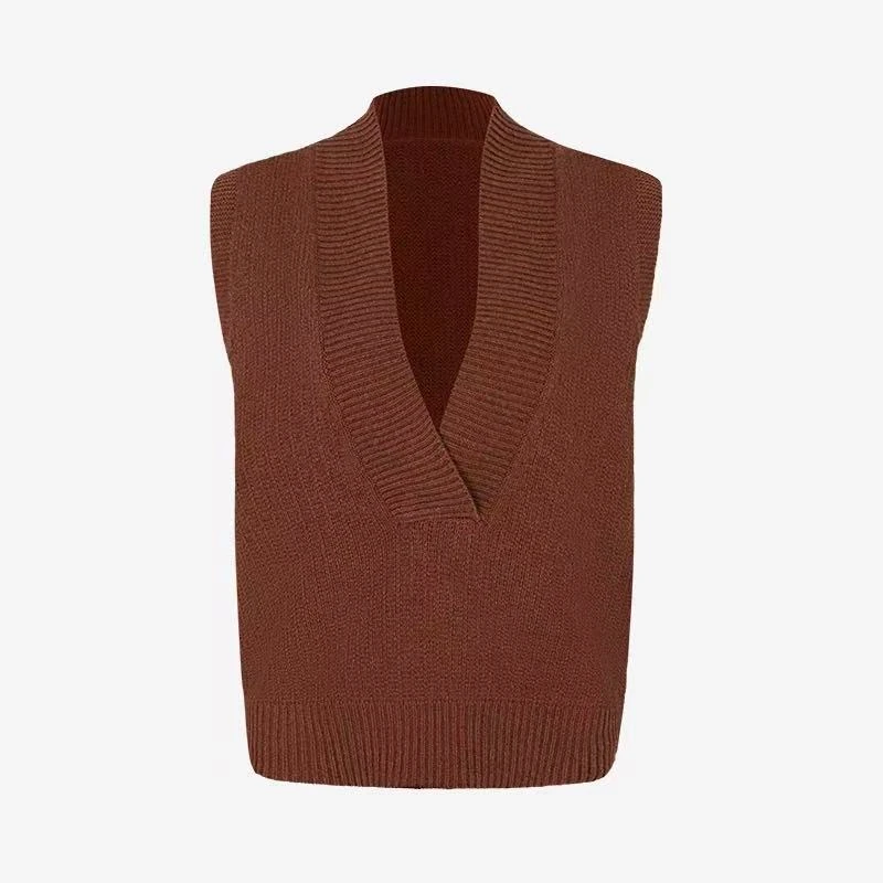 【玛S】2024新款冬季深V领毛衣马甲5473-461