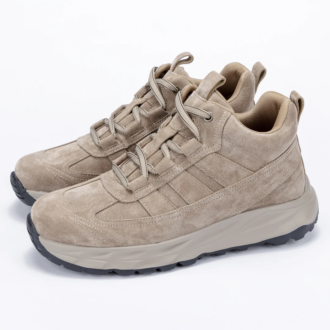 LBEL2025男士徒步休闲鞋轻便登山鞋真皮时尚软底慢跑鞋中帮运动鞋