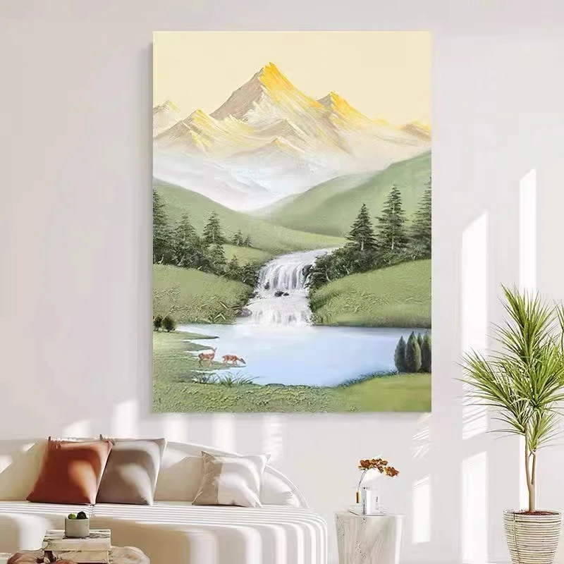 手绘手工油画《金山聚宝2》高档肌理画客厅沙发背景墙免打孔装饰画