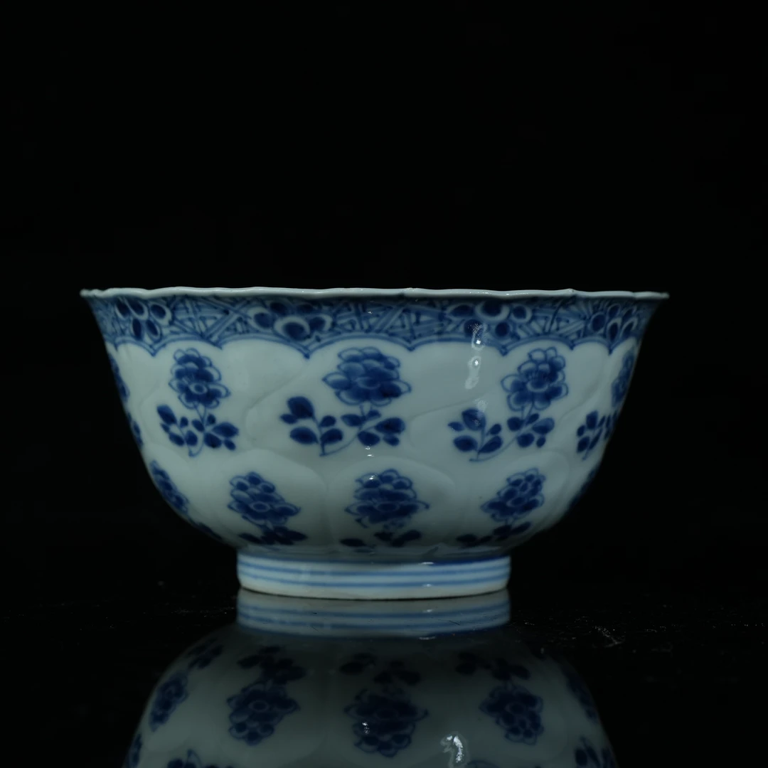 lot15273 5342 清康熙 青花花卉纹碗 d:14.8