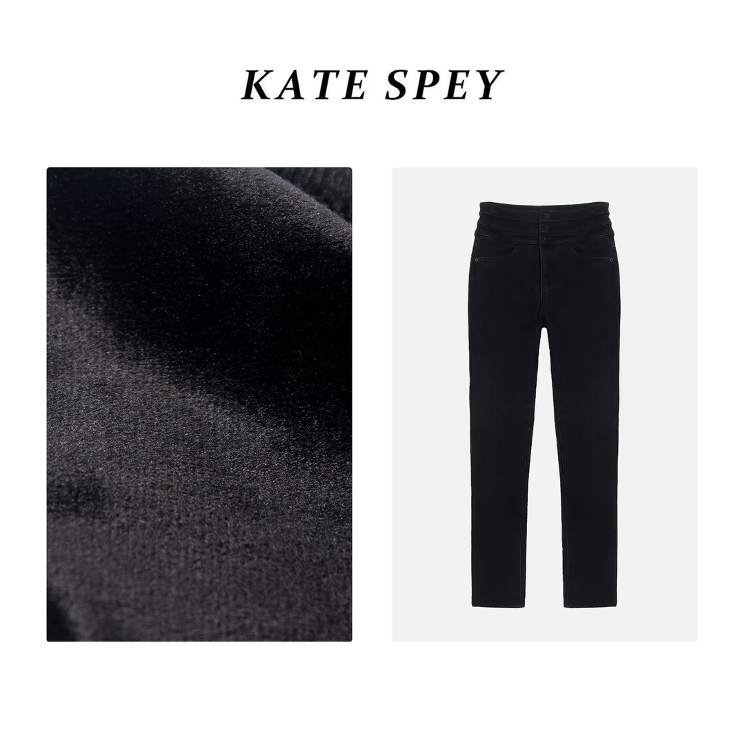 凯特丝蓓1168#新品三排扣高腰直筒小脚铅笔牛仔裤女1-614