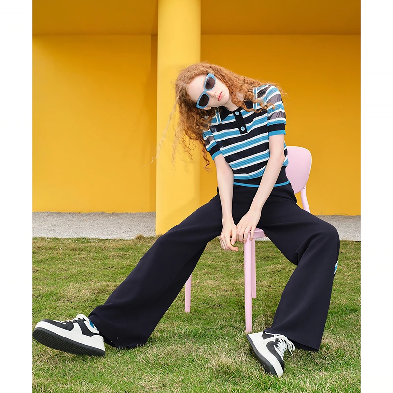 ToyzY24夏新款昆仲欧根纱彩色条纹冰麻丝针织polo衫ZC34206510