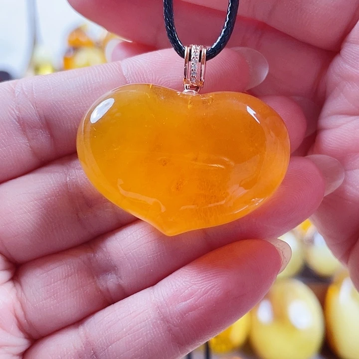 琥珀银S925镶嵌裸石吊坠