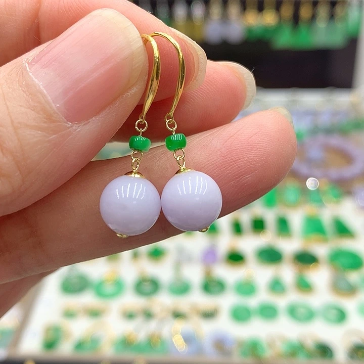 翡翠18K金镶嵌耳饰