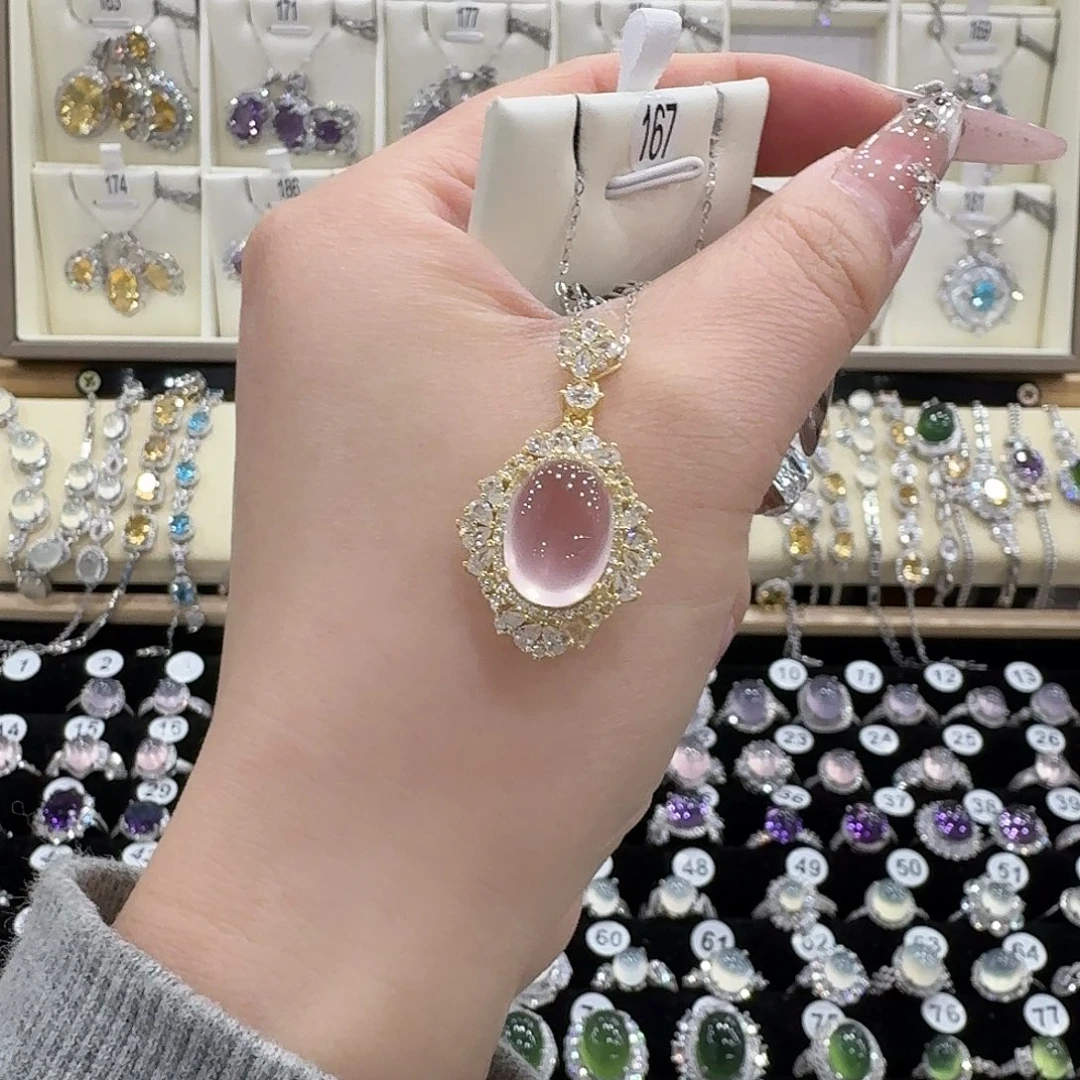 满***D蛇纹石玉银S925镶嵌吊坠(赠链)