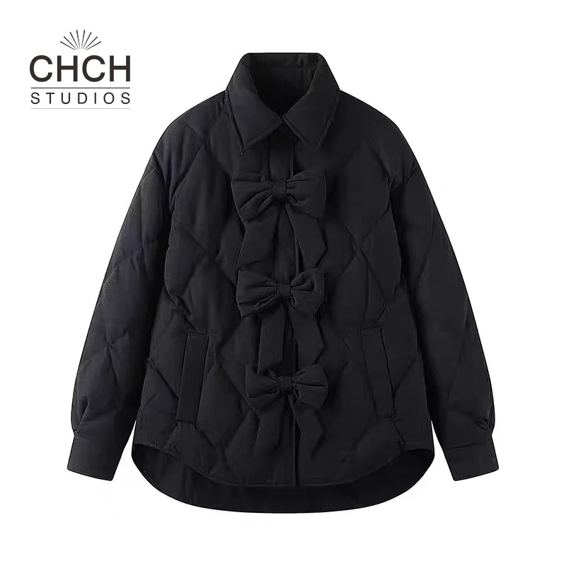 彬彬专属RAQWT11333秋冬新款立领蝴蝶结外套女