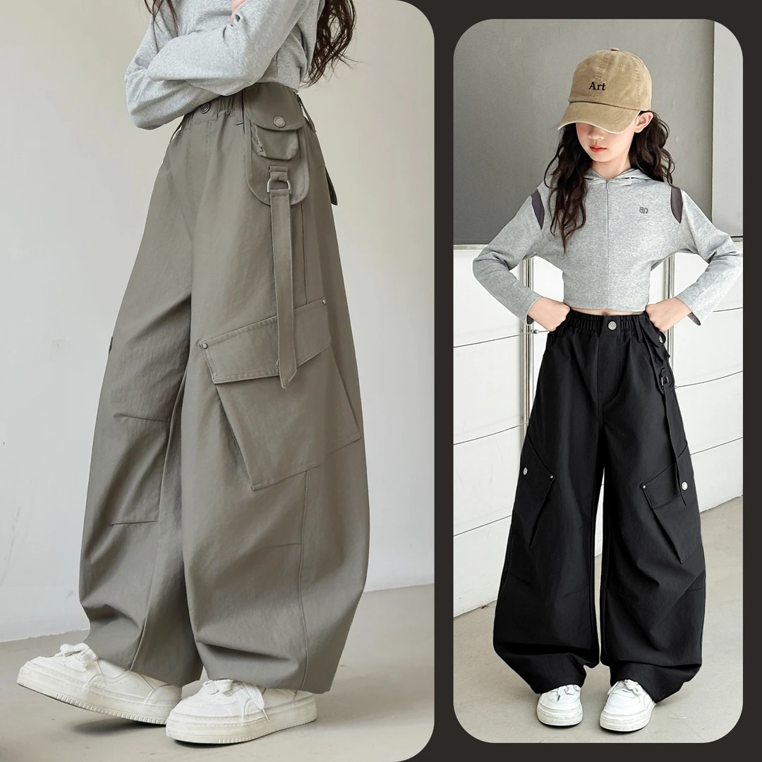 女童秋季时尚潮酷工装裤百搭6~12岁中大童宽松洋气韩版时髦洋气潮