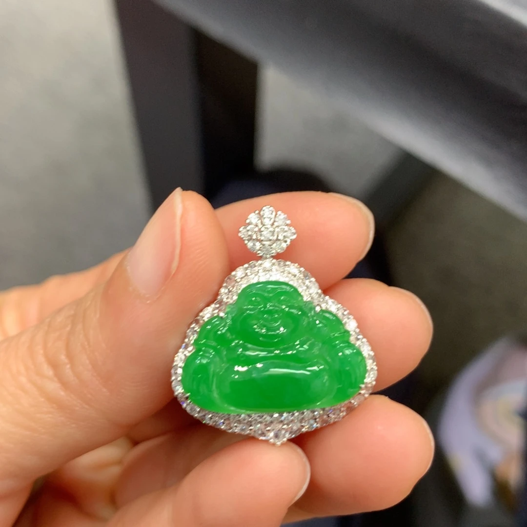 翡翠18K金镶嵌吊坠(不含链)