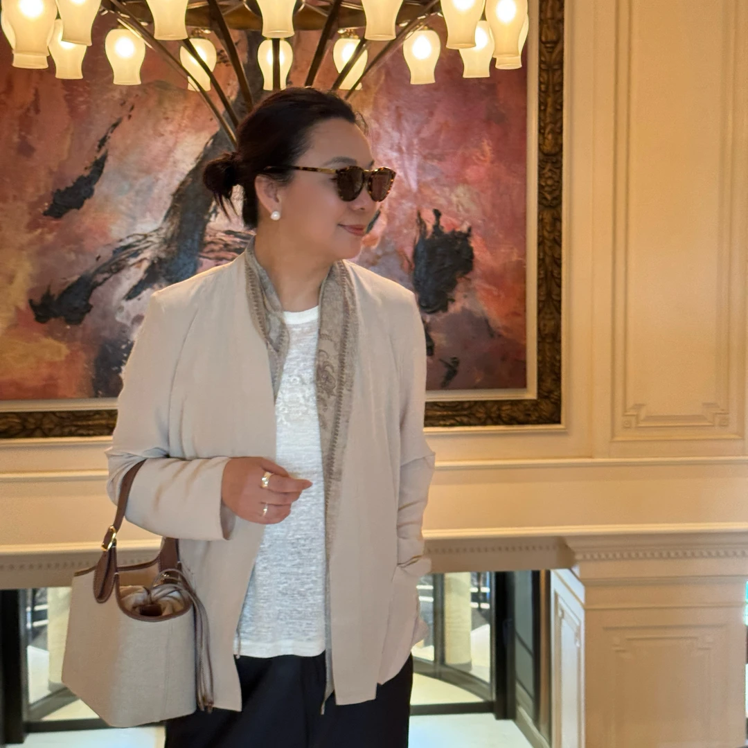 Ms.Qnn“静奢”系列重磅醋酸简约无领气质外套+丝巾 39C1023 Q姐