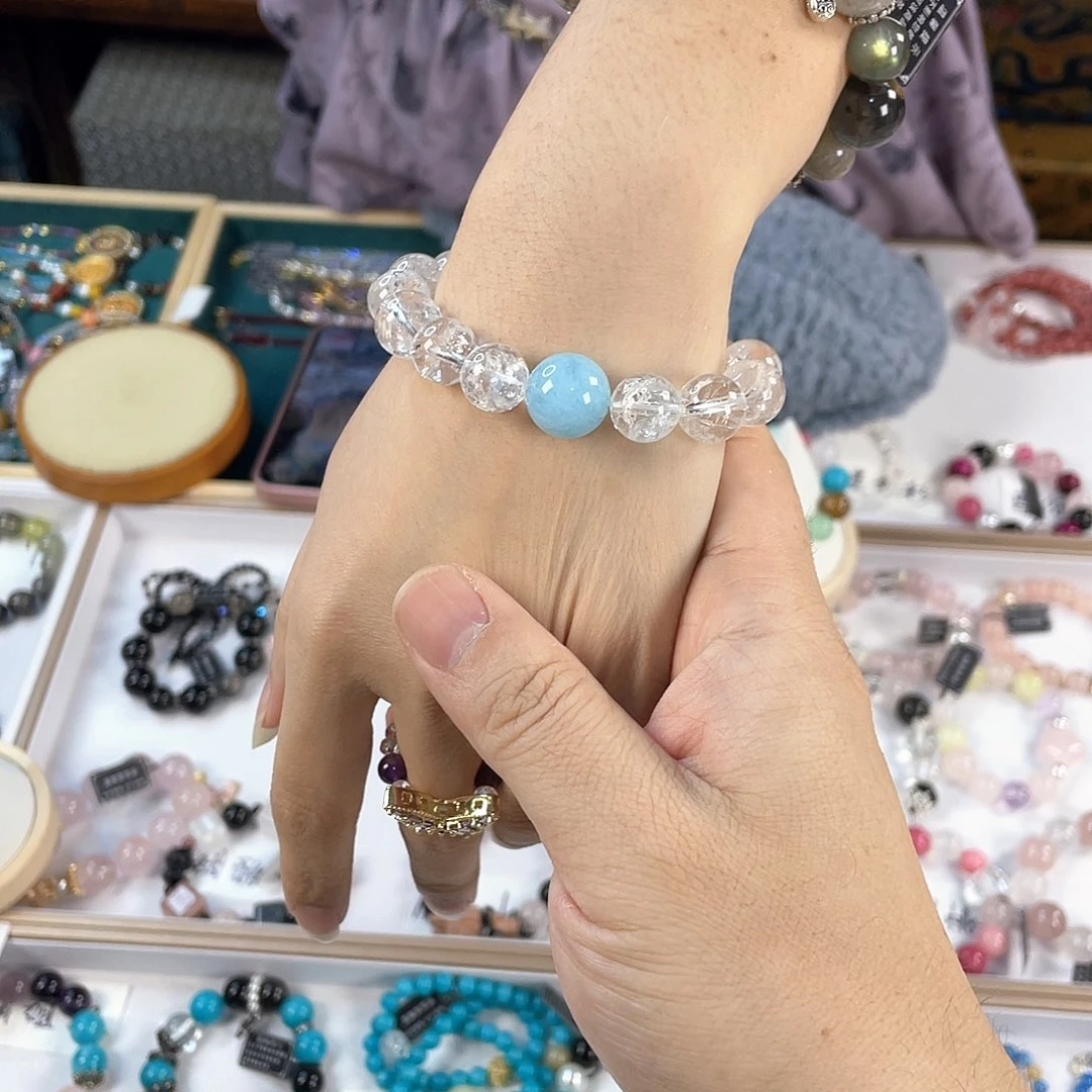 水晶手链银S925镀金镶嵌