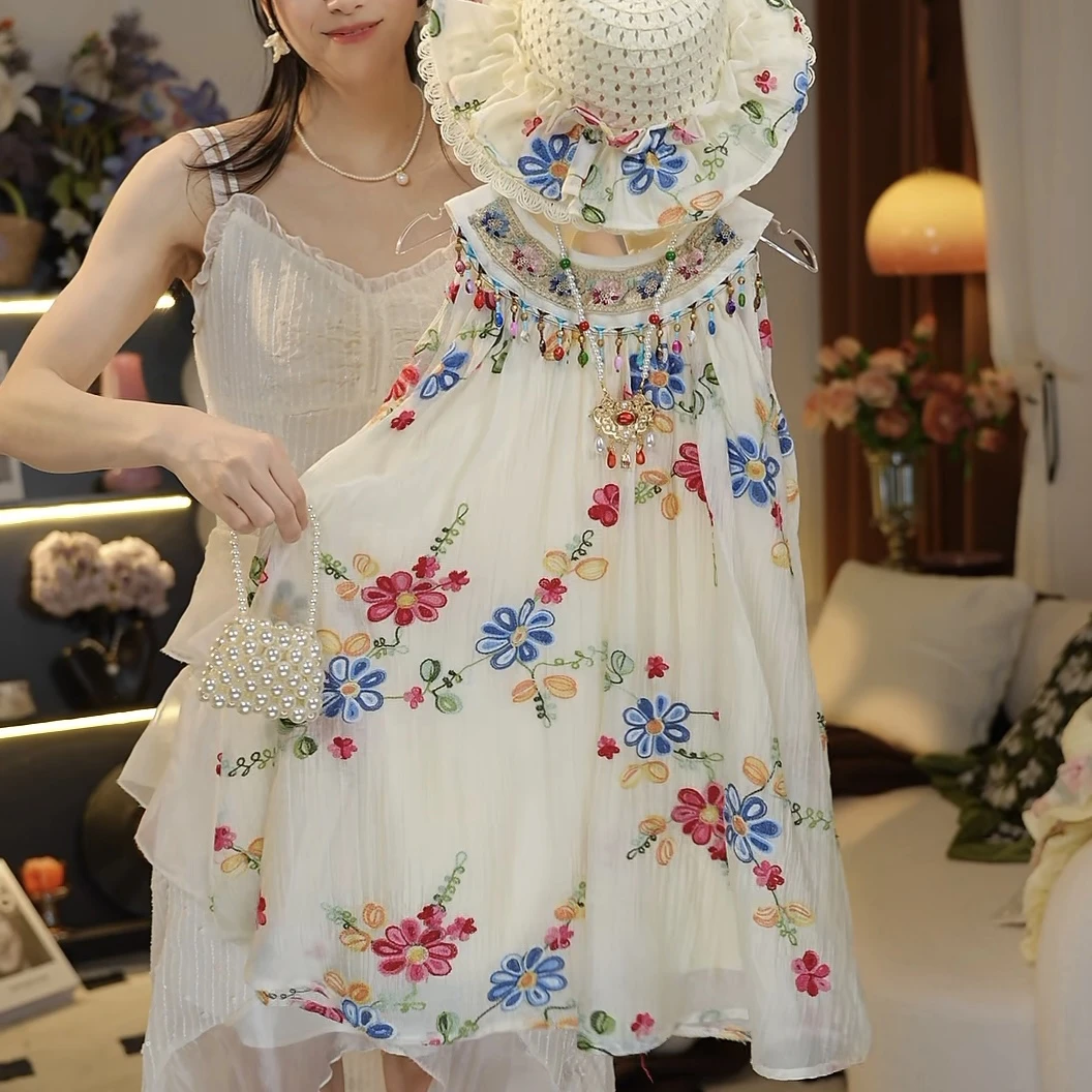 夏季新款儿童时尚度假连衣裙波西米亚风碎花挂脖裙子HCB543-tylj