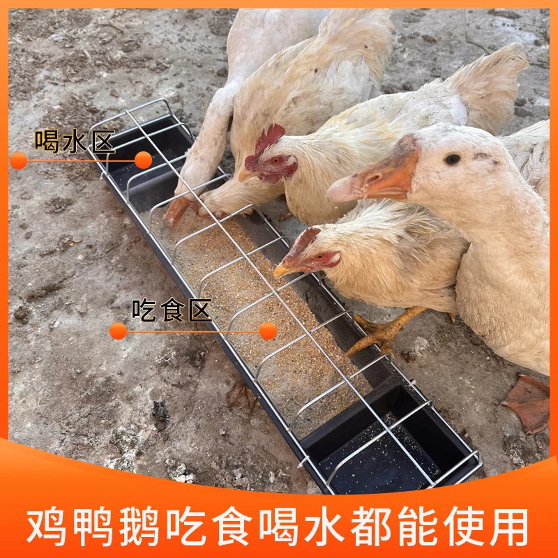 新款鸡鸭鹅食槽长方形食槽干湿两用鸡槽牛筋底盆镀锌钢筋网结实好