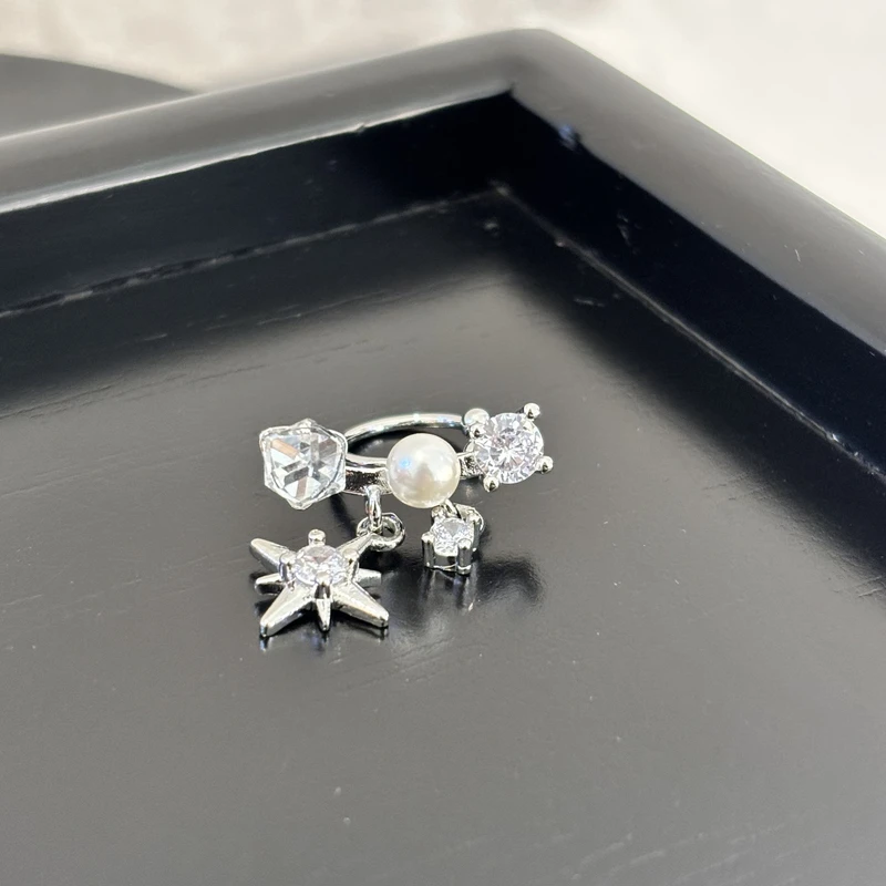 铜合金合成锆石耳饰 星芒zz耳夹EJ1124（一个）