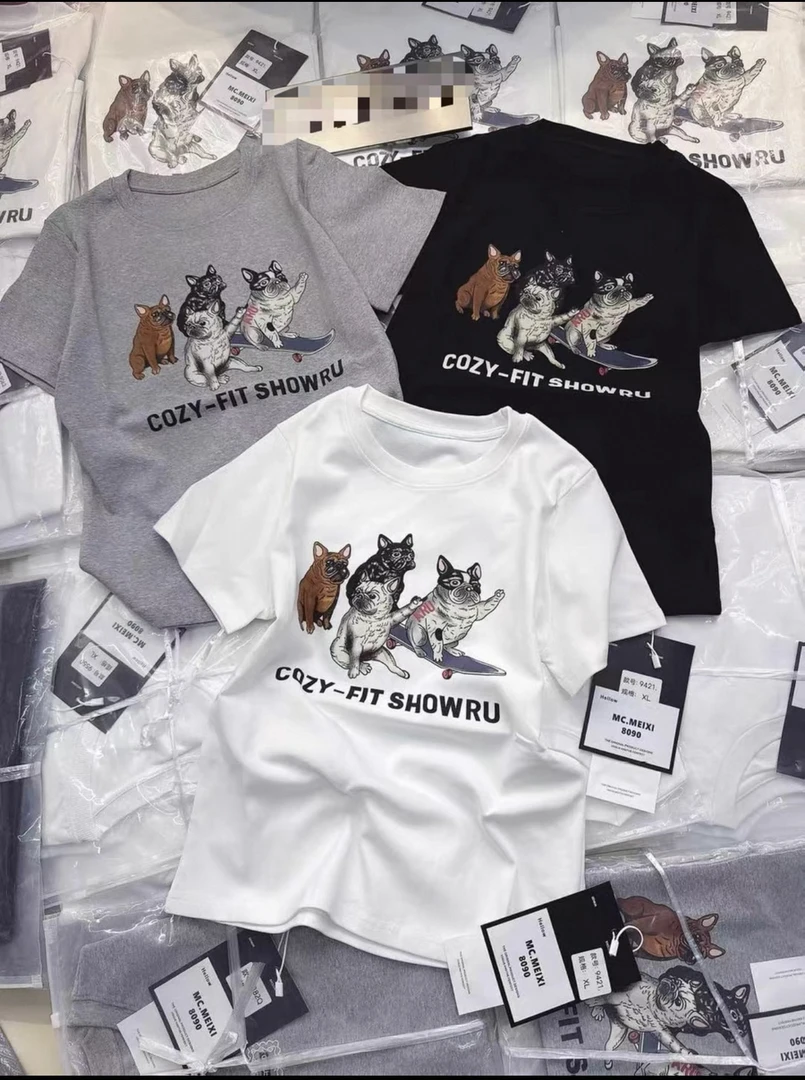 （特价不退@换）感卡通小狗狗印花短袖T恤女半袖百搭上衣潮