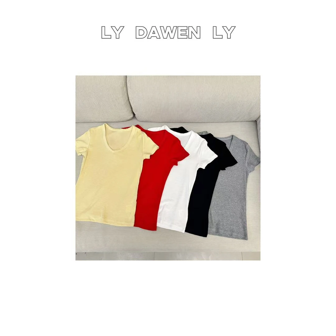 DAWEN  | 夏季 基础款纸片人休闲百搭V领T恤 M402#