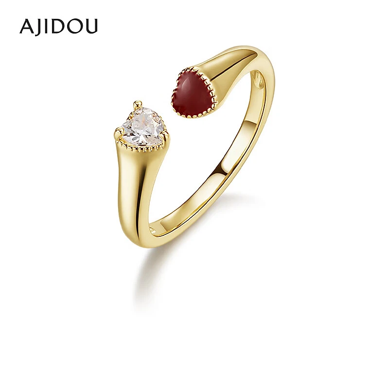 合金合成锆石戒指 【一只璐甄选】S065AJIDOU阿吉豆轻奢爱心戒指