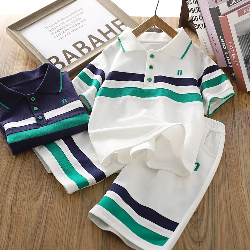 男童夏装套装2025夏季新款童装儿童薄款短袖POLO衫短裤两件套衣服