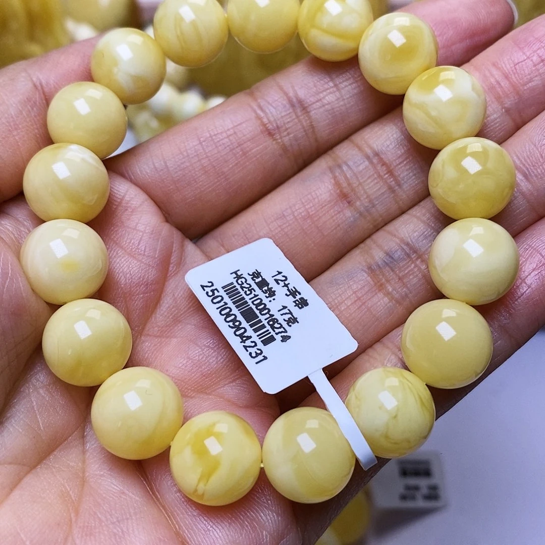 蜜蜡未镶嵌手串12圆珠手串