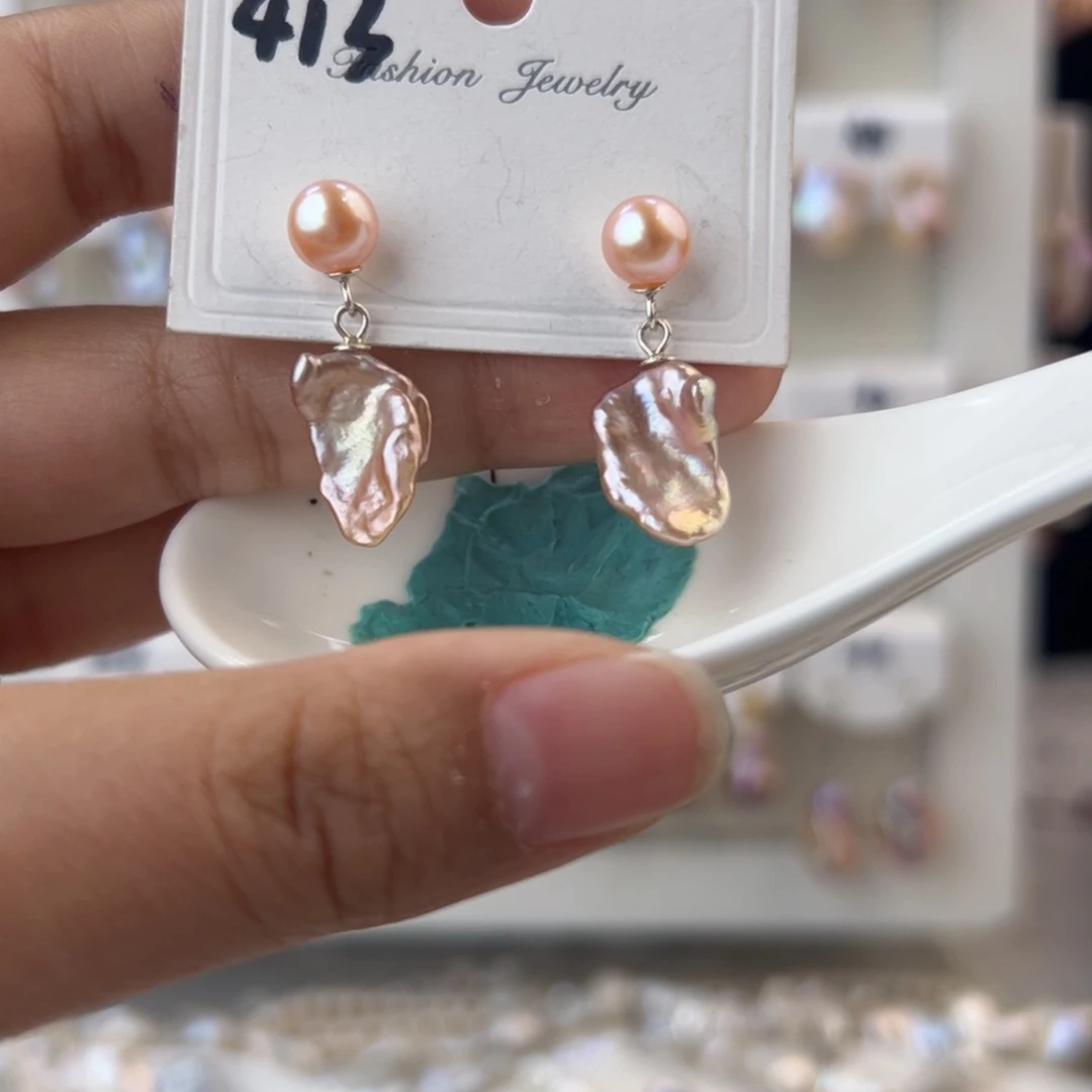 淡水珍珠耳饰银S925镶嵌