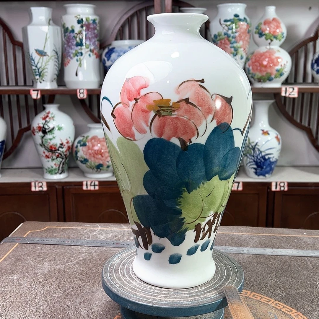 摆件景德镇陶瓷梅荷花花