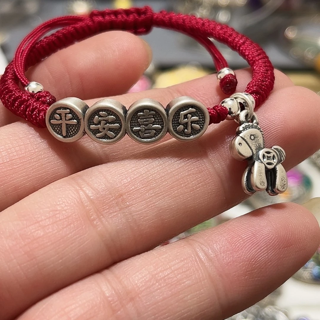 吊坠足银珐琅平安喜乐马