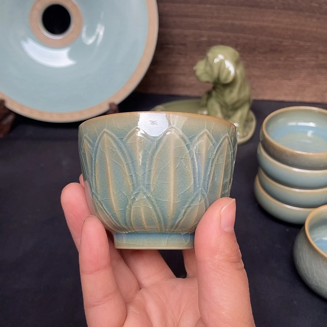 莲花杯原矿天蓝釉