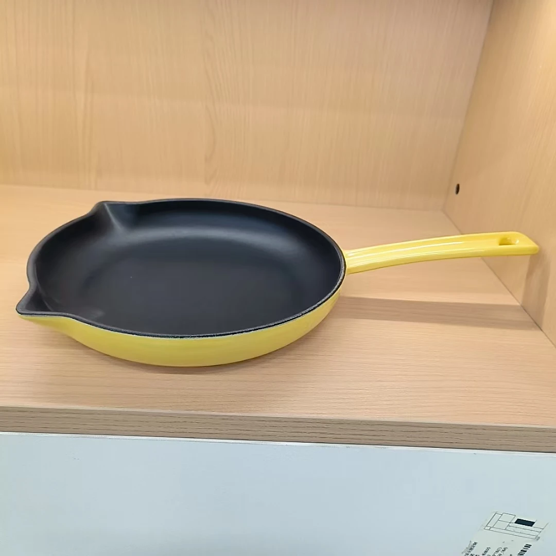 小幸福21cm铸铁珐琅猫耳无涂层平底煎锅