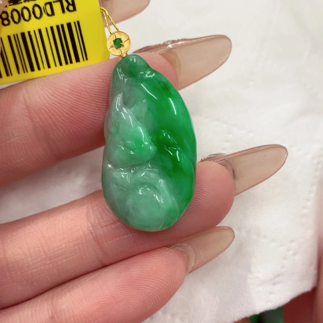 翡翠18K金镶嵌吊坠(不含链)