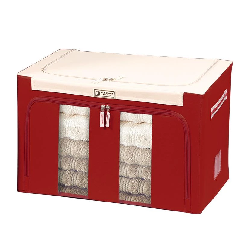 衣物收纳箱布艺折叠牛津布被子整理箱家用帆布羽绒服神器钢架百纳