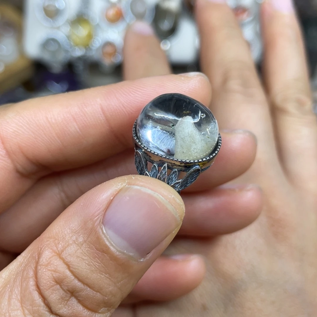 【闪购商品】银S925镶嵌珠宝半成品水晶戒指