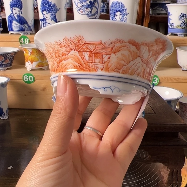 摆件墨奈手绘手工陶瓷花盆