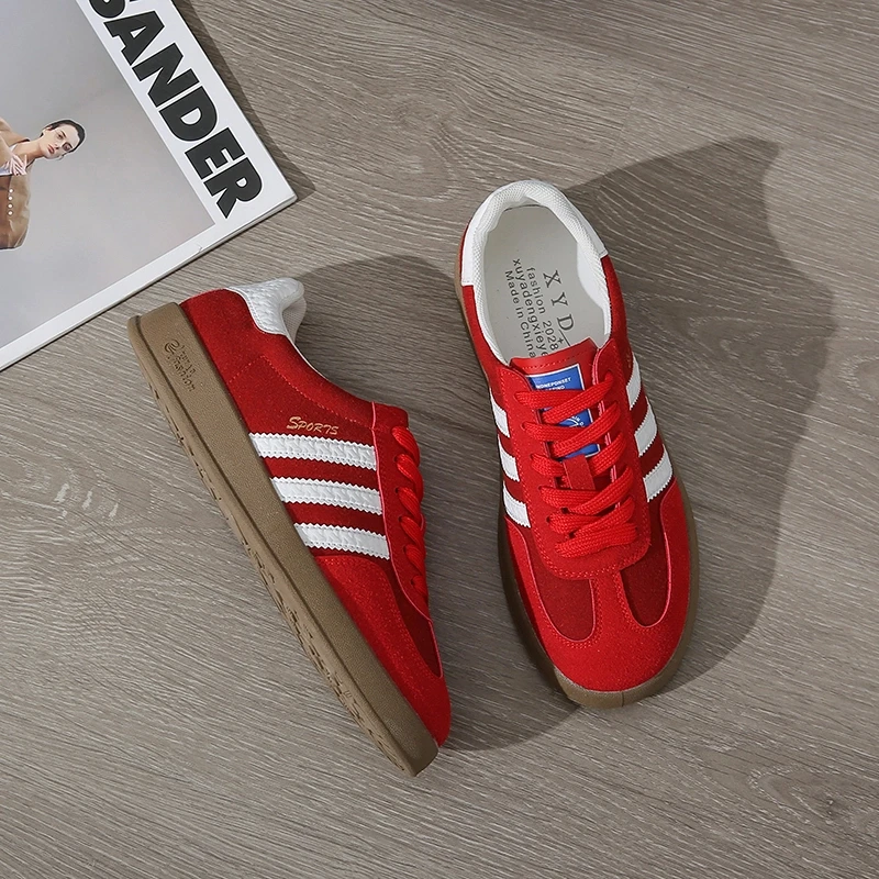 真皮复古内增高红色春游德训女学生平底休闲夏天穿裙子专用鞋子