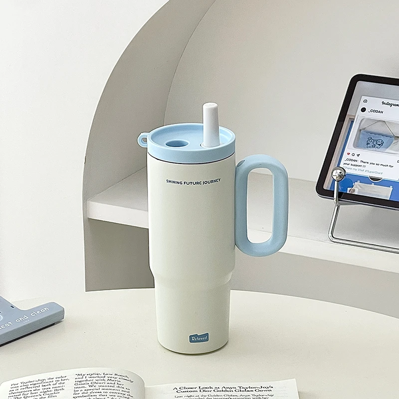 夏2025新款简约高颜值女生大容量巨无霸冰霸杯保温保冷吸管水杯子