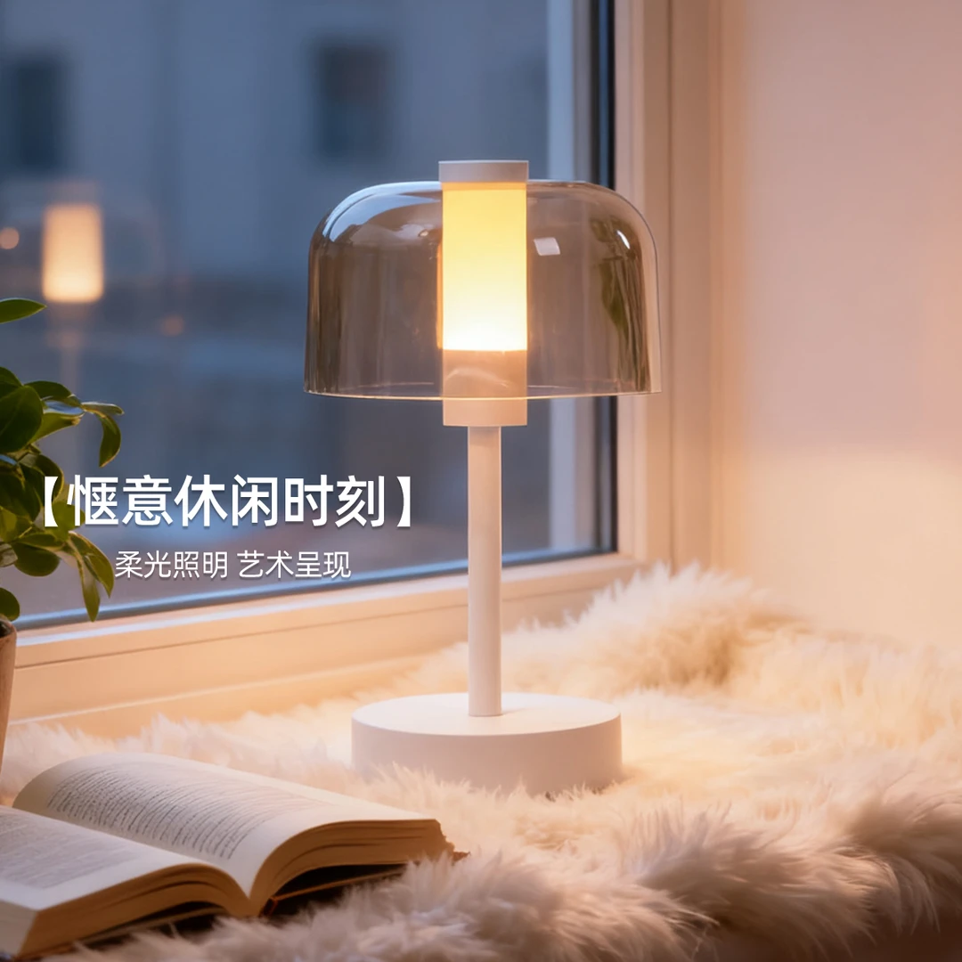 意式轻奢台灯北欧简约设计师卧室床头灯高级感装饰台灯充电小夜灯