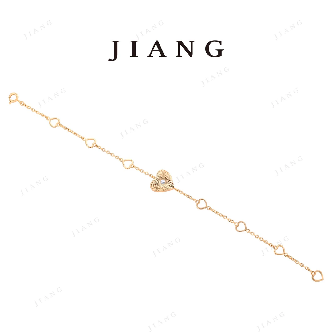 铜合金锆石手链 CNC精工 镭射爱心轻奢时尚手链3828