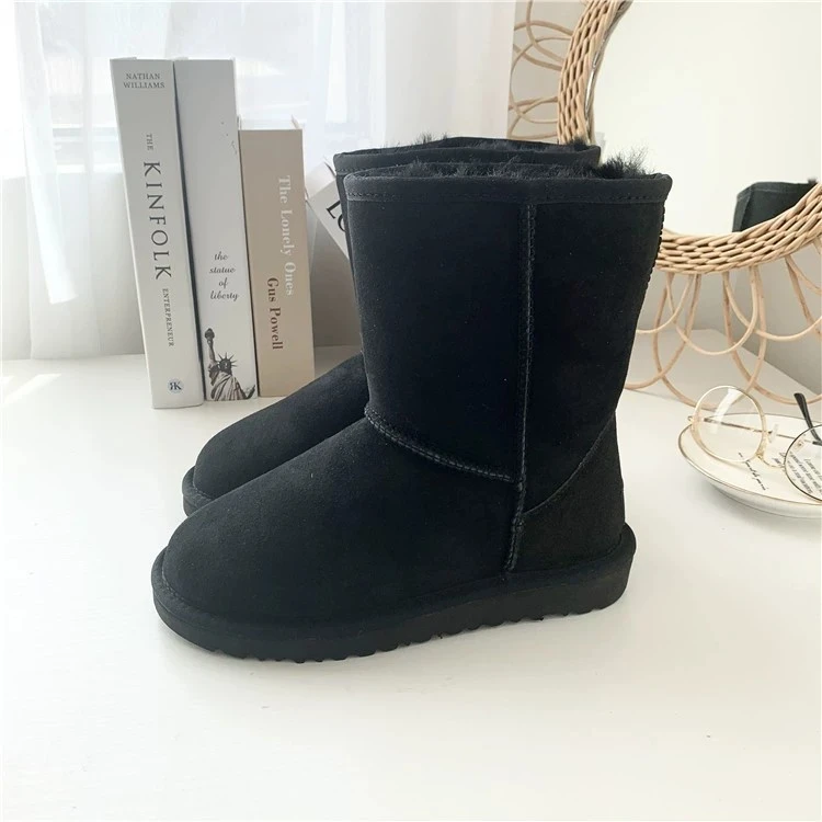 【5825】桑坡羊皮毛一体基本款高筒雪地靴经典款周冬雨平底羊毛靴