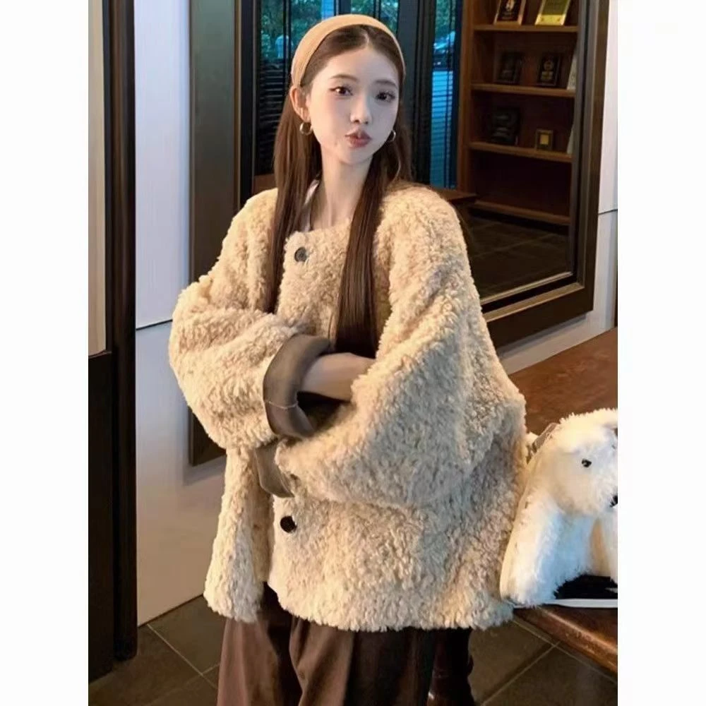 【当天发+运费险】冬季宽松慵懒风毛毛外套冬保暖休闲外套上衣DJ366