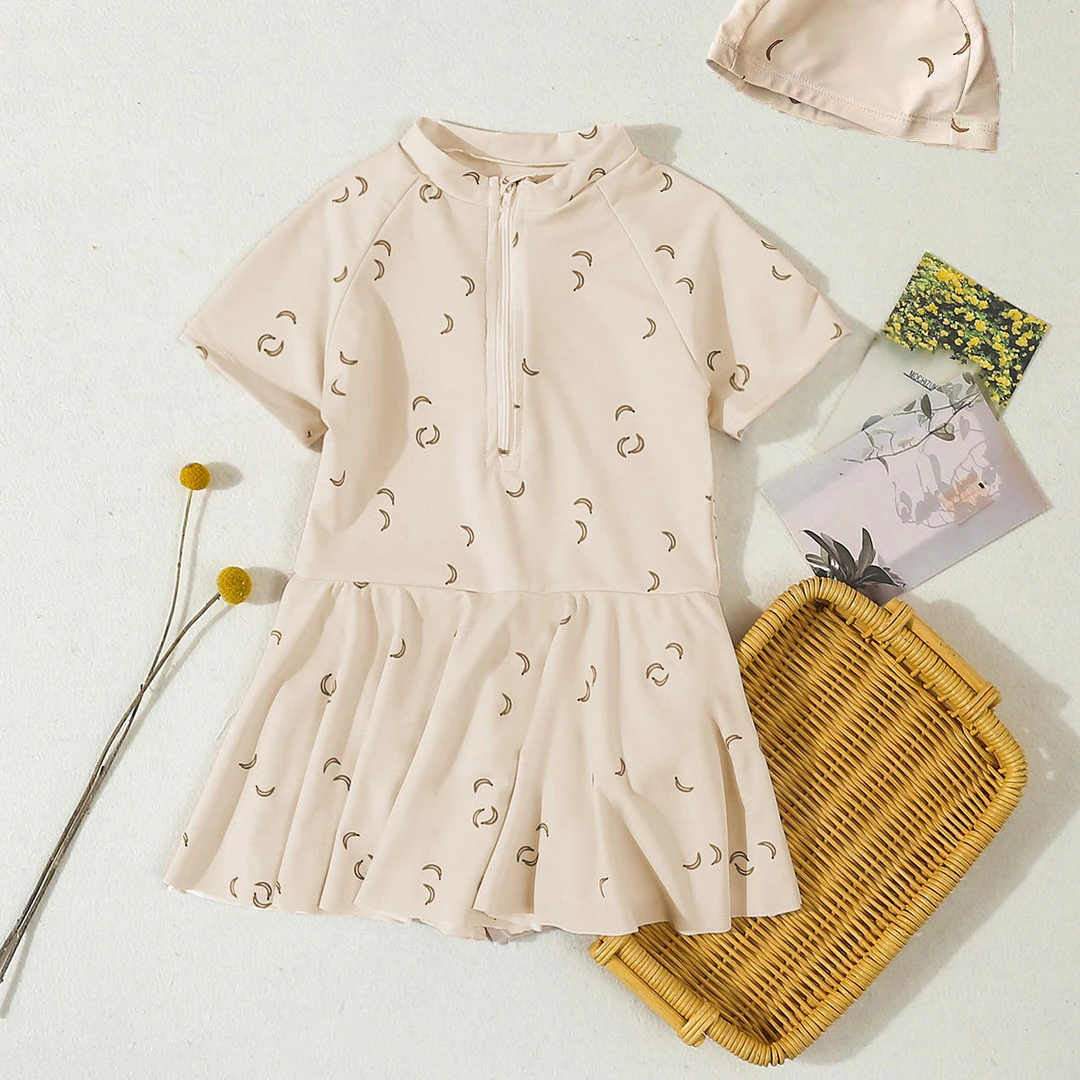 海边女童裙式连体泳衣夏季洋气6岁潮款速干透气大童运动游泳衣