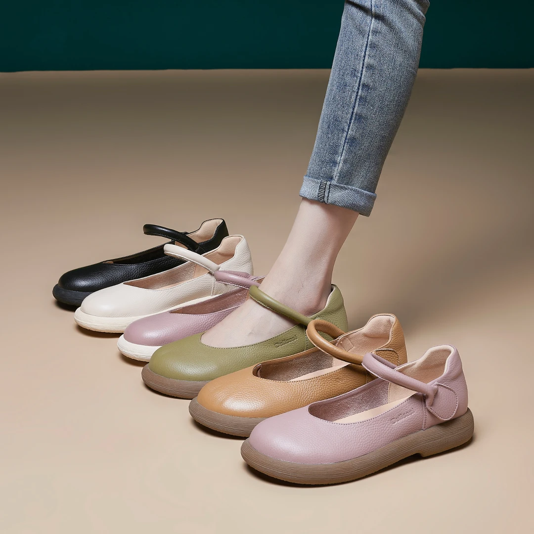 ｜遇见-美好｜OL345头层牛皮单鞋春季新款软底舒适轻便女单鞋子