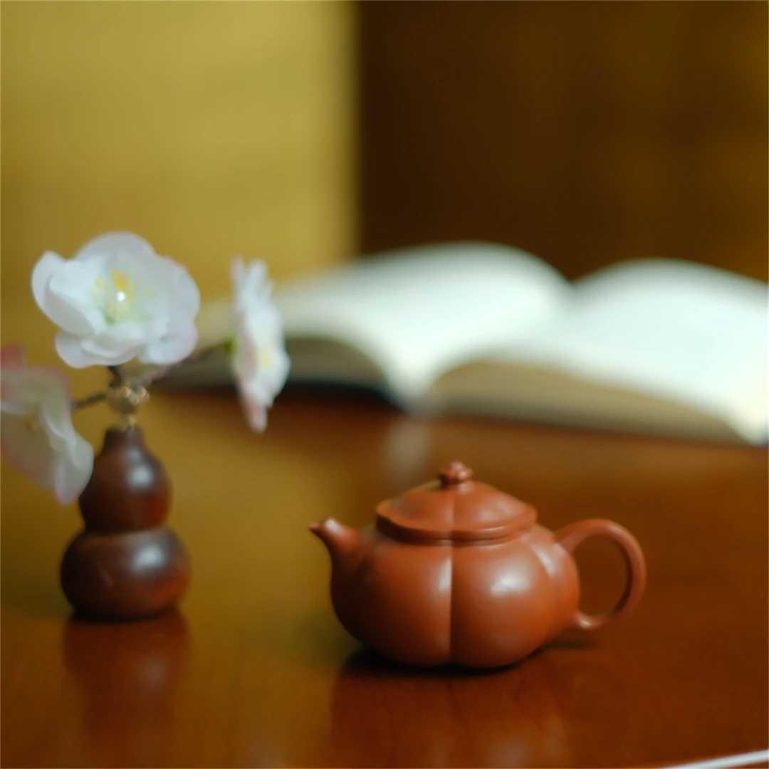 大碗茶器【云朵】筋纹器· 朱泥·110cc·内推球孔筋纹宜兴紫砂壶