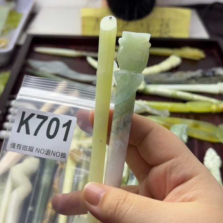 蛇纹石玉发饰合金A****心