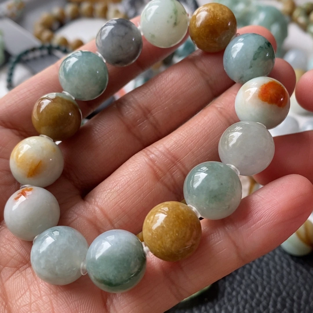 翡翠未镶嵌手链多宝手串