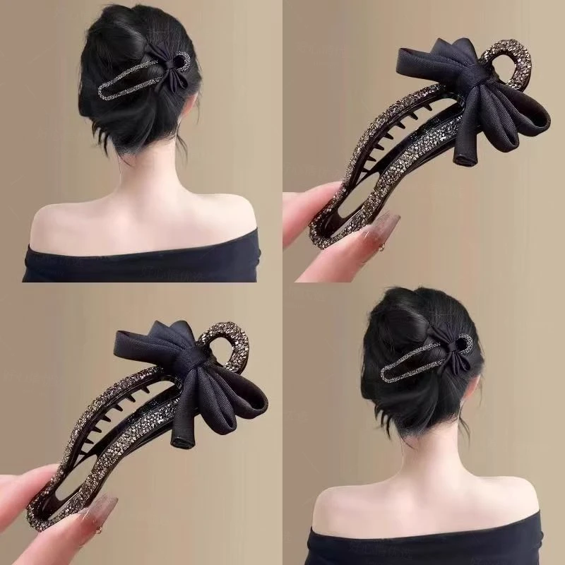 夏季新款镶钻一字夹高端感抓夹女网红后脑勺懒人夹盘发夹大鸭嘴夹